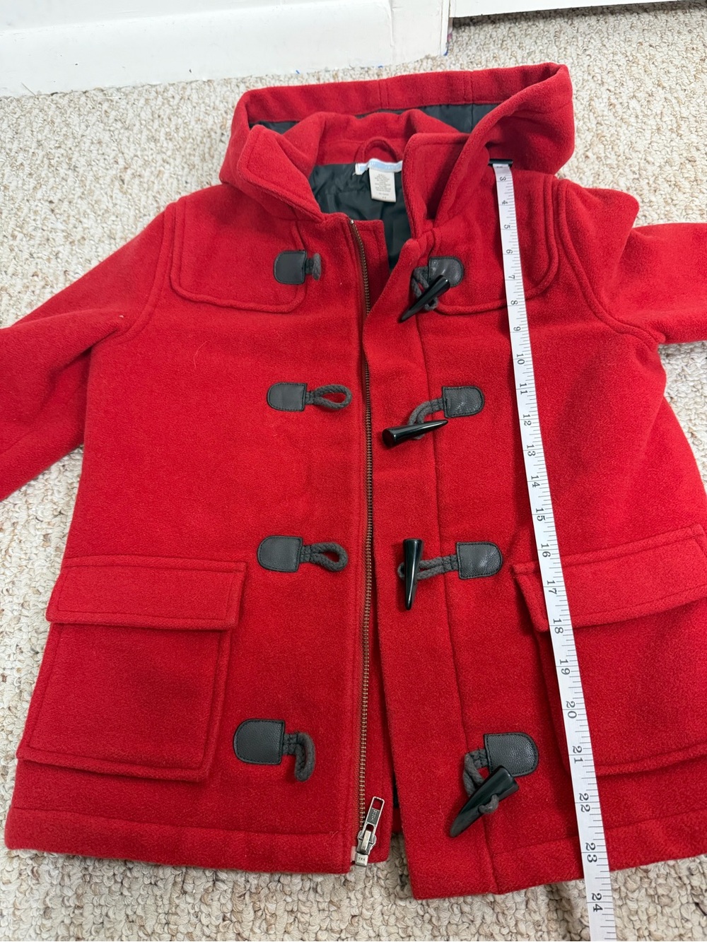 Janie and Jack Classic Red Kids' Toggle Pea Coat 4-5 - Picture 5 of 6